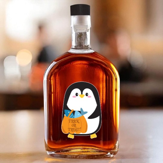 Cute penguin on Halloween Whiskey Bottles
