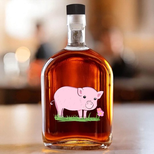 Pig Symbol Nature Animal Grass Flower Whiskey Bottles