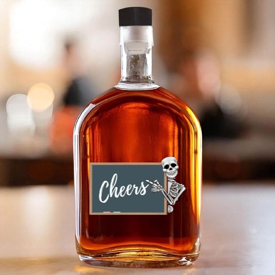 Cheers Crayon Blackboard Skeleton Teacher Whiskey Bottles