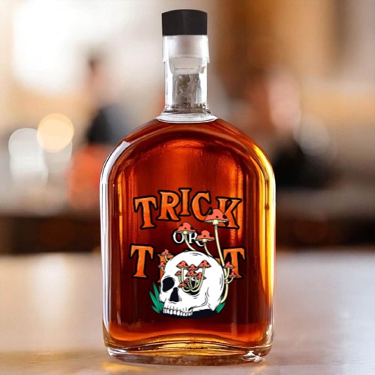 Trick or Treat People With Kindness Skeleton Hallo Whiskey Bottles