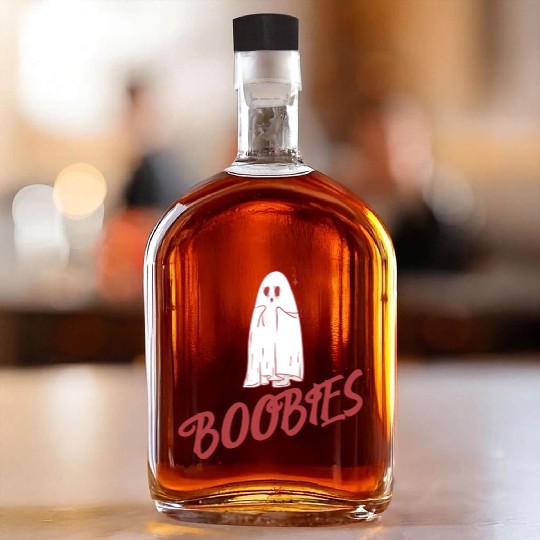 Surprised ghost loves boobies, Boo halloween Whiskey Bottles
