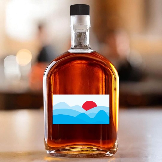 Minimalist Sun Light Blue Whiskey Bottles