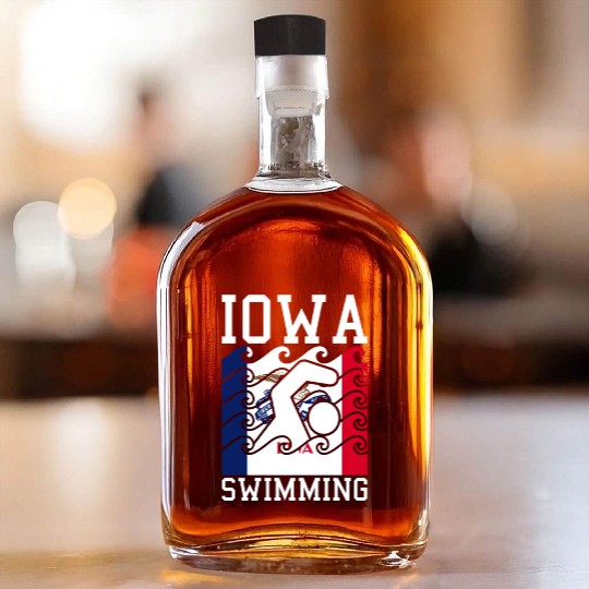 Iowa Flag Swimming Team Swim Swimmer US State Whiskey Bottles