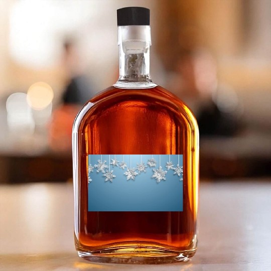 Elegant Hanging Snowflakes Light Blue Whiskey Bottles