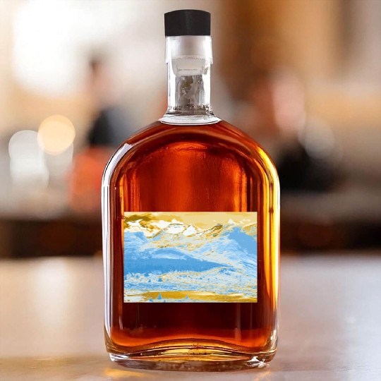 Golden Blue Mountain Lake Whiskey Bottles
