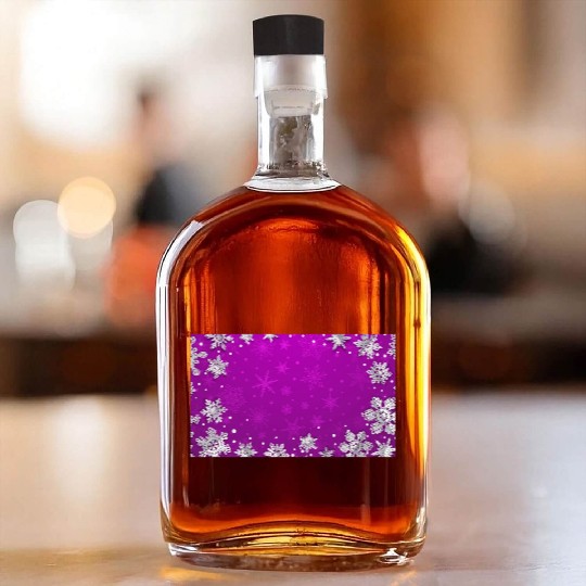 Winter Snowflakes Purple Pattern Whiskey Bottles