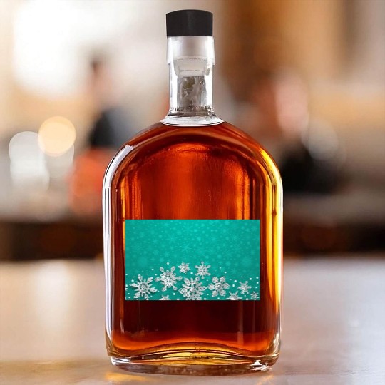 Teal Snowflakes Pattern Whiskey Bottles