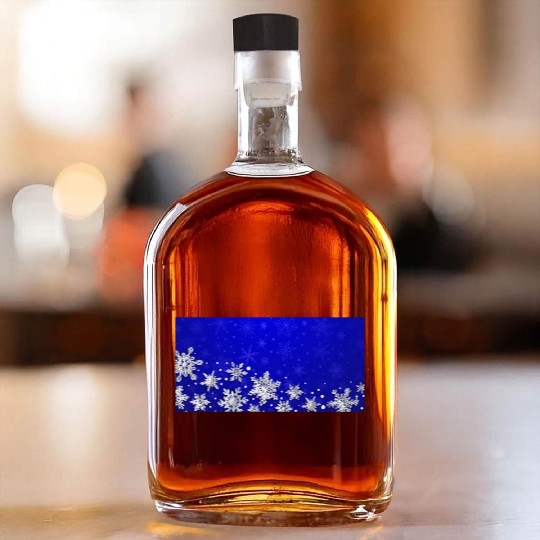 Modern Blue Snowflakes Pattern Whiskey Bottles