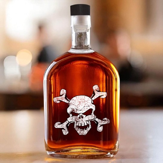 Distressed Skull And Crossbones Whiskey Bottles