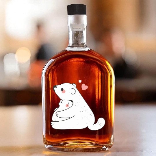 Cute Mama and Baby Bear Cub Hugging Mothers Day Whiskey Bottles