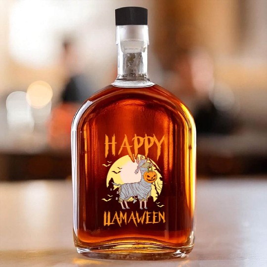 Happy Llamaween Clothing Llama Lover Whiskey Bottles