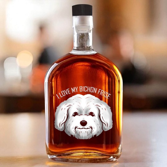 Dog Lover - I Love My Bichon Frise Whiskey Bottles