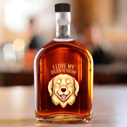 Dog Lover - I Love My Golden Retriever Whiskey Bottles