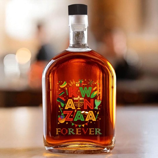 Happy Kwanzaa Forever Christmas Blessing Kinara Whiskey Bottles