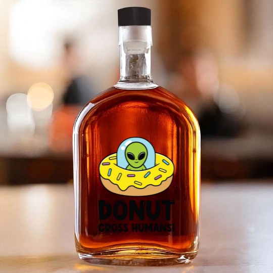 Space Area 51 Donut UFO Cute Alien Head Whiskey Bottles