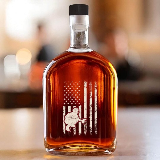 Baseball Catcher USA Flag Patriotic American Flag Whiskey Bottles