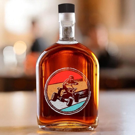 Quad Biker Vintage Graphic 4 wheeler ATV Whiskey Bottles