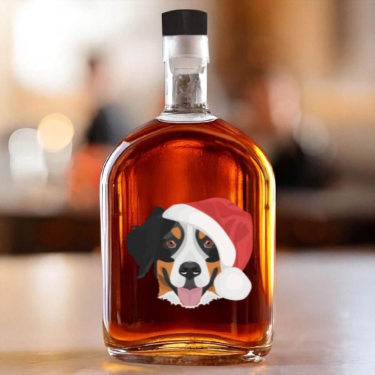 Bernese Mountain Dog Merry Christmas Whiskey Bottles
