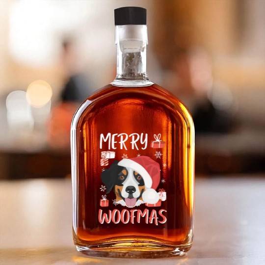 Bernese Mountain Dog Merry Christmas Whiskey Bottles