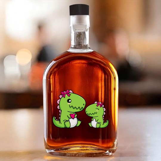 Big sister brother dino siblings boy girl heart Whiskey Bottles