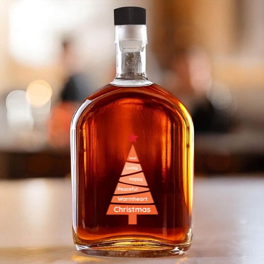 Minimalist Tiger Orange Christmas Pine Wish Whiskey Bottles