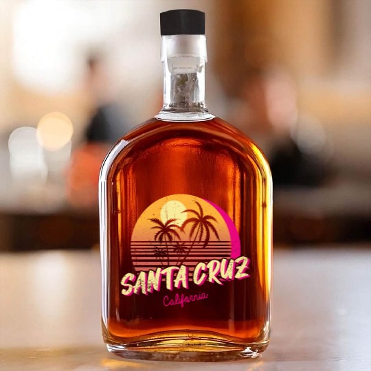 Retro Santa Cruz California Whiskey Bottles