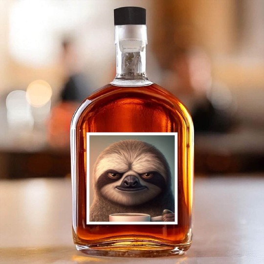 3d Sloth grumpy Coffee I hate people good morning Whiskey Bottles