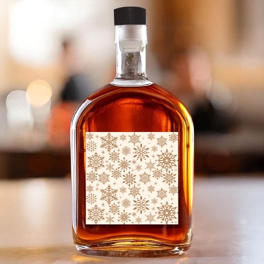 Beige Snowflakes Christmas Pattern Whiskey Bottles