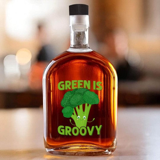 Green Is Groovy Broccoli Vegetable Whiskey Bottles