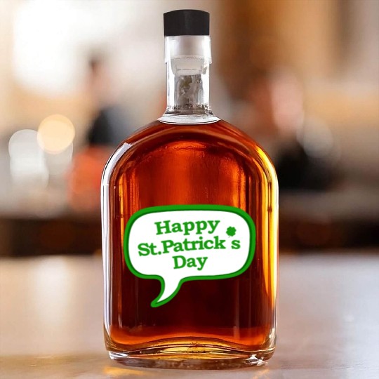 Happy St Patricks Day Symbol Motif Pattern Whiskey Bottles