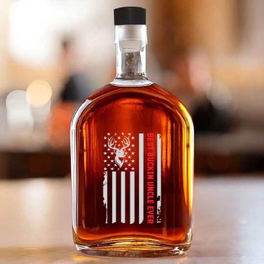 American Flag Best Buckin Uncle Ever Hunting Whiskey Bottles