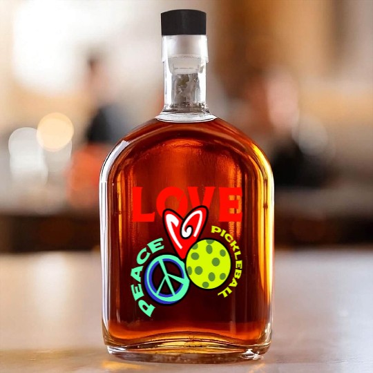 I Love Pickleball Funny Pickle Ball Player Whiskey Bottles
