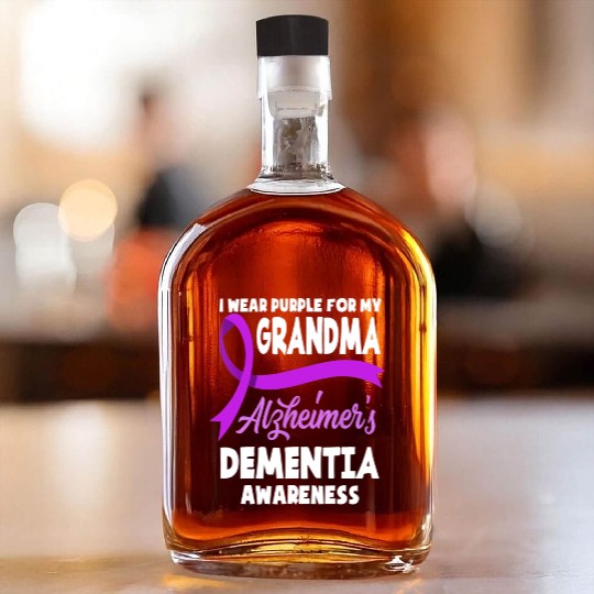 I Wear Purple For My Grandma Alzheimer's Dementia Whiskey Bottles