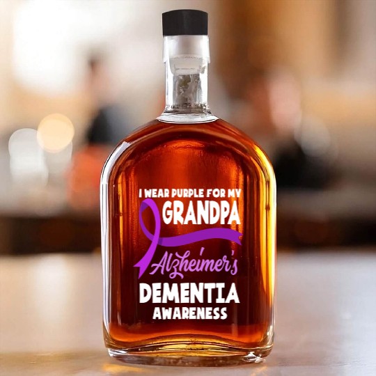 I Wear Purple For My Grandpa Alzheimer's Dementia Whiskey Bottles