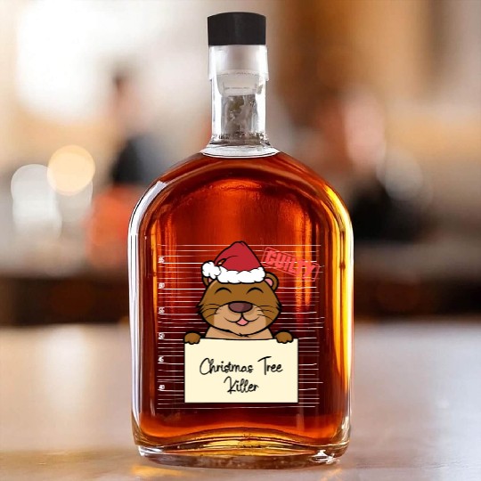 Sea otter christmas funny prison Whiskey Bottles