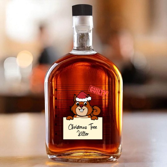 Squirrel christmas funny prison Whiskey Bottles
