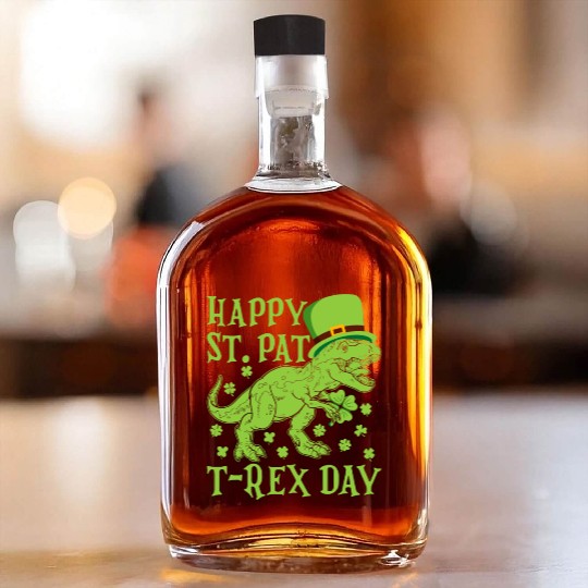 Happy St Pat Trex Day Dino St Patricks Day Toddler Whiskey Bottles
