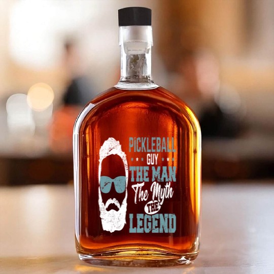 Funny Pickleball Design Guy Men Boys Pickleball Whiskey Bottles