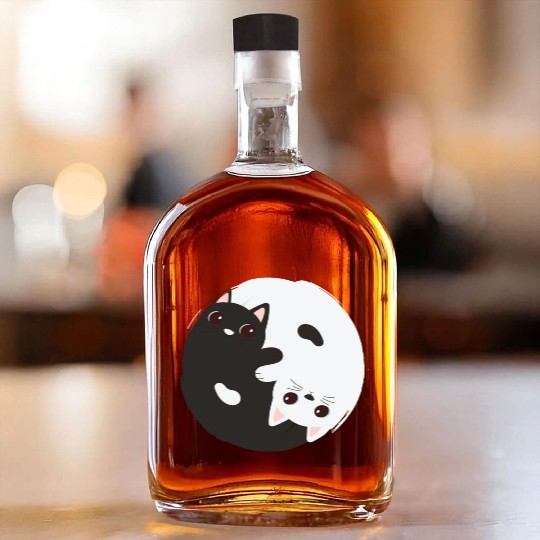 ying yang cat Whiskey Bottles