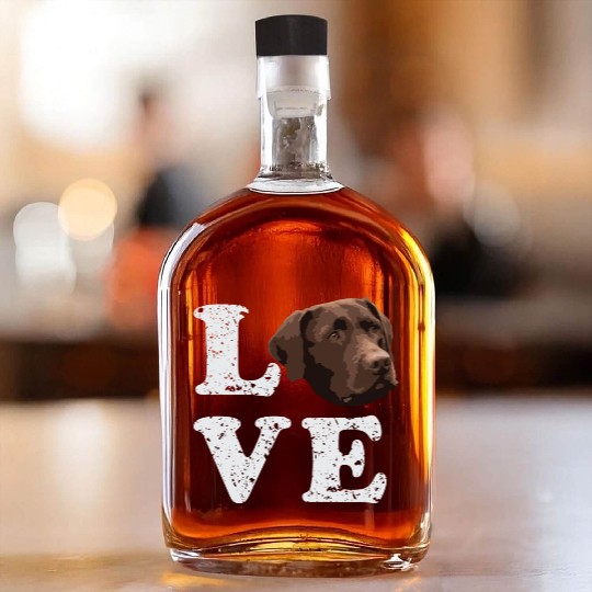 I Love My Chocolate Lab Labrador Retriever Dog Whiskey Bottles