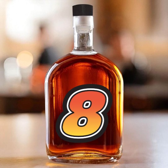 Number Eight 8 Gradient Yellow Orange 3 Stroke Whiskey Bottles