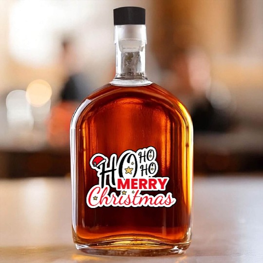Ho HO HO Merry Christmas Santa Text Design Whiskey Bottles