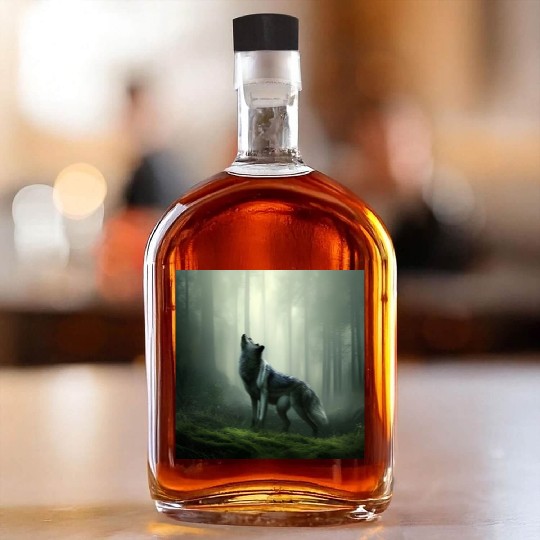 Howling wolf at midnight Whiskey Bottles