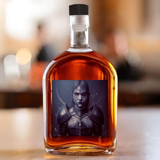 Mashup Female Vampire & Dark Fantasy Knight Whiskey Bottles