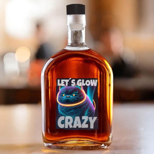 Lets Glow Crazy Cat Kitten Fluffy Cat Whiskey Bottles
