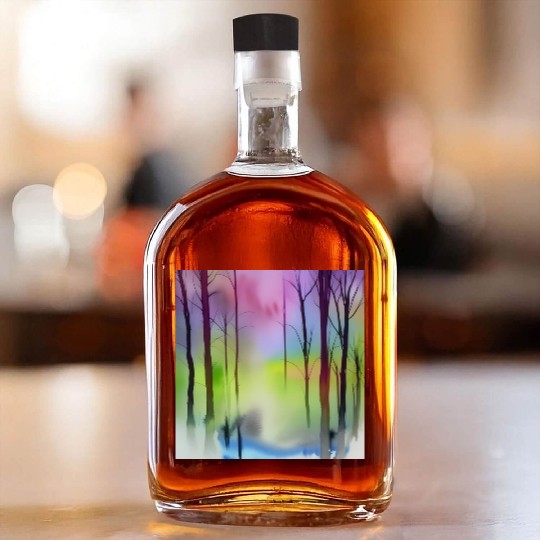 Colorful watercolor simple nature Whiskey Bottles