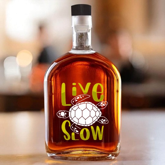 Relax and Live Slow Sea Turtle Beachy Vacation Whiskey Bottles