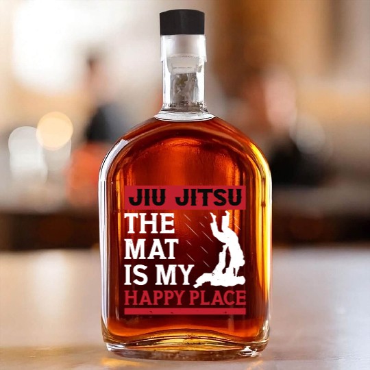 Jiu jitsu mat my happy place jujutsu martial arts Whiskey Bottles