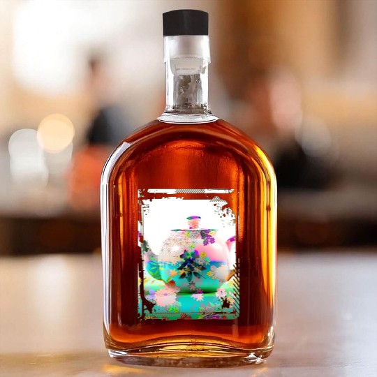 Japan Tea Pot Floral Pattern Chrysanthemum Cherry Whiskey Bottles