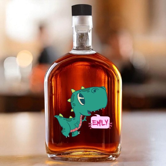 EMILY - Lovely girl name with cute dinosaur Whiskey Bottles